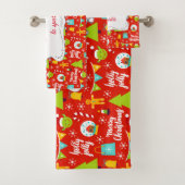 Gepersonaliseerd feestelijk kerstpatroon bad handdoek (Insitu)