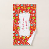 Gepersonaliseerd feestelijk kerstpatroon bad handdoek (Handdoek)