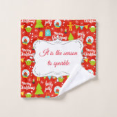 Gepersonaliseerd feestelijk kerstpatroon bad handdoek (Wasdoekje)