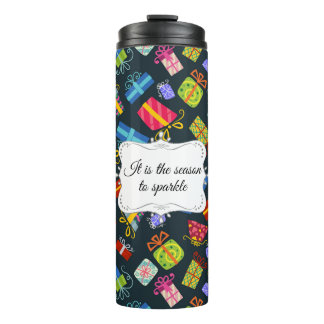 Gepersonaliseerd feestelijk kerstpatroon thermosbeker