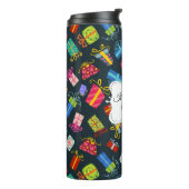 Gepersonaliseerd feestelijk kerstpatroon thermosbeker (Gedraaid links)