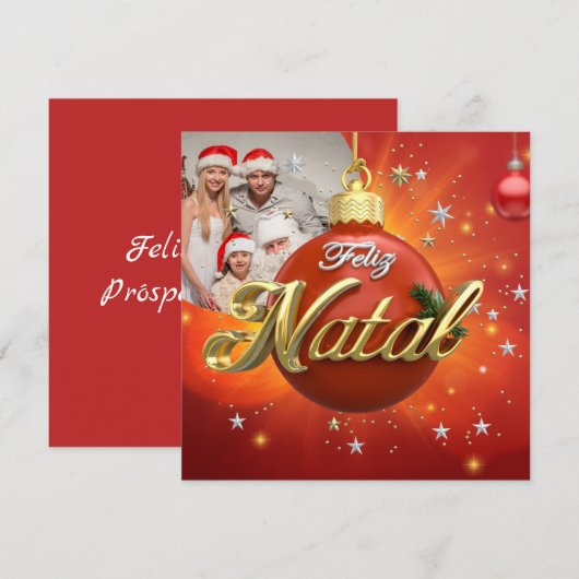 Gepersonaliseerd Feliz Natal Portugese kerst Feestdagenkaart (Voorkant / Achterkant)