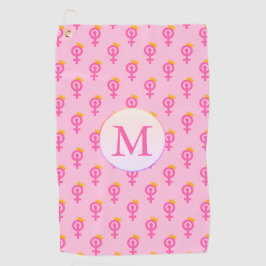 Gepersonaliseerd feministisch roze golfhanddoek