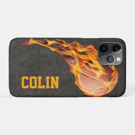 Gepersonaliseerd Fiery Basketball Case-Mate iPhone Case (Achterkant (horizontaal))