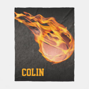 Gepersonaliseerd Fiery Basketball Fleece Deken