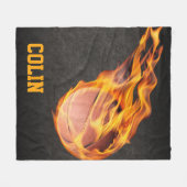 Gepersonaliseerd Fiery Basketball Fleece Deken (Voorkant (Horizontaal))