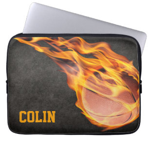 Gepersonaliseerd Fiery Basketball Laptop Sleeve