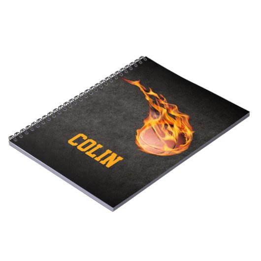 Gepersonaliseerd Fiery Basketball Notitieboek (Linkerzijde)