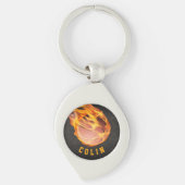 Gepersonaliseerd Fiery Basketball Sleutelhanger (Voorkant)