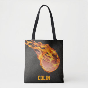 Gepersonaliseerd Fiery Basketball Tote Bag