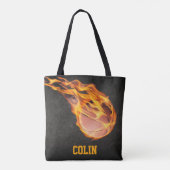 Gepersonaliseerd Fiery Basketball Tote Bag (Achterkant)
