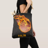 Gepersonaliseerd Fiery Basketball Tote Bag (Dichtbij)