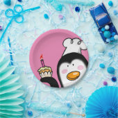 Gepersonaliseerd fijne verjaardag cupcake pinguïn papieren bordje (Feest)