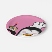 Gepersonaliseerd fijne verjaardag cupcake pinguïn papieren bordje (Gekanteld)