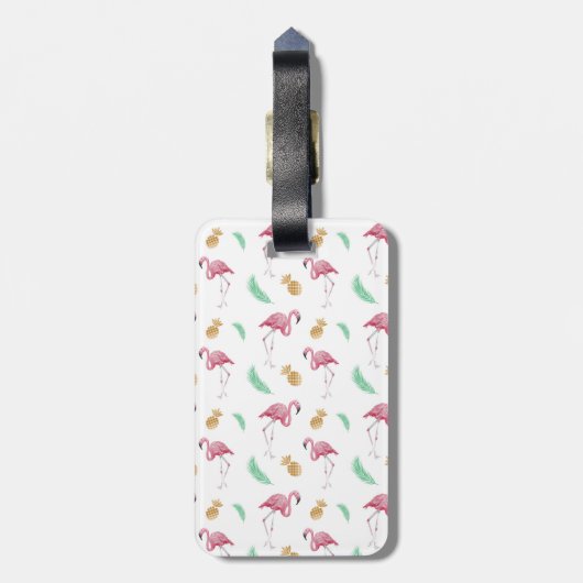 Gepersonaliseerd Flamingo & Ananas Bagagelabel (Achterkant verticaal)