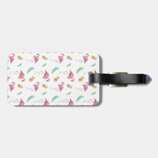 Gepersonaliseerd Flamingo & Ananas Bagagelabel (Achterkant horizontaal)