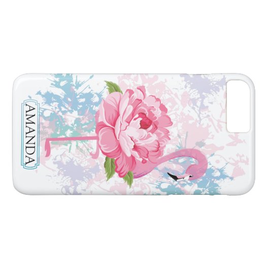 Gepersonaliseerd | Flamingo-monogram Case-Mate iPhone Case (Achterkant (Horizontaal))
