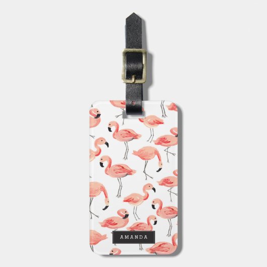 Gepersonaliseerd | Flamingo Party Bagagelabel (Voorkant verticaal)