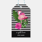 Gepersonaliseerd Flamingo Striped Gift Label Cadeaulabel (Voorkant)