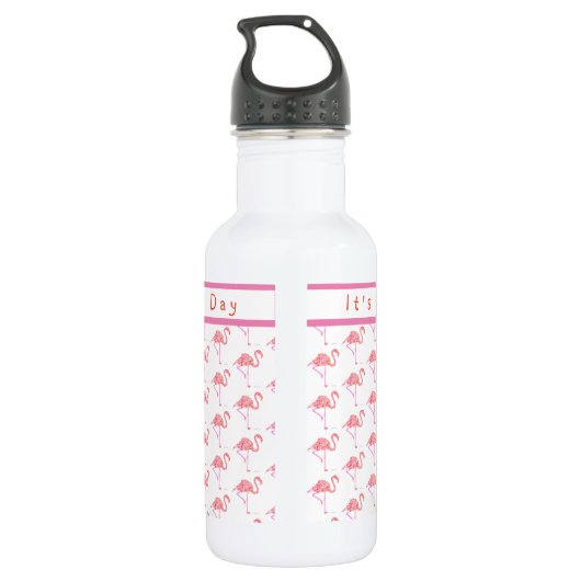 Gepersonaliseerd Flamingo Water Bottle Waterfles (Achterkant)