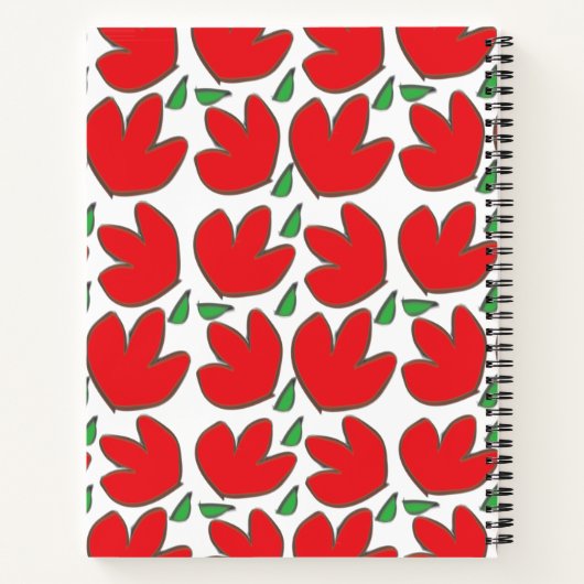 Gepersonaliseerd flessenpatroon rode bloemen notitieboek (Achterkant)