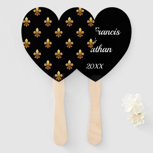 Gepersonaliseerd Fleur de Lis Fan Handwaaier (Voorkant en achterkant)