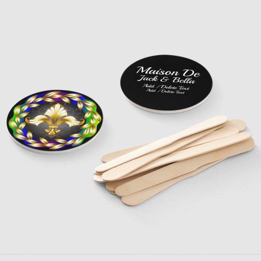 Gepersonaliseerd Fleur de Lis Fan Handwaaier (Niet-gemonteerd)