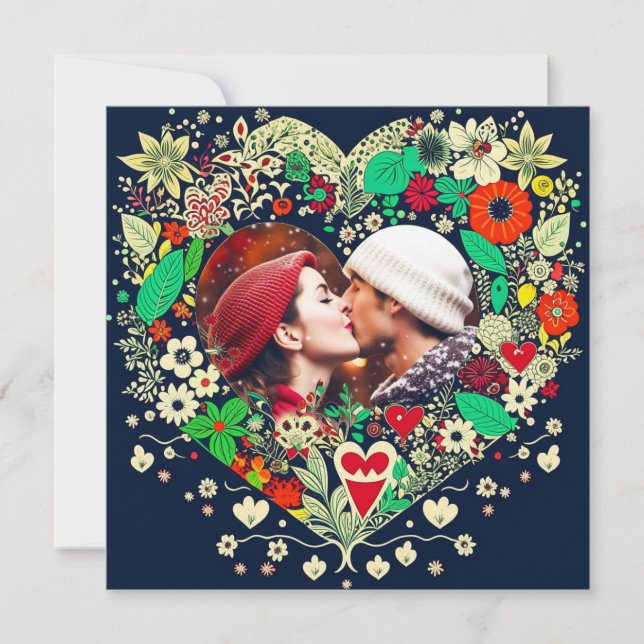 Gepersonaliseerd Floral Heart Lijst Romantisch cad (Voorkant)