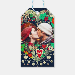 Gepersonaliseerd Floral Heart Lijst Romantisch cad Cadeaulabel