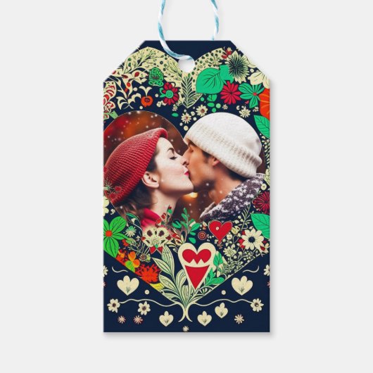 Gepersonaliseerd Floral Heart Lijst Romantisch cad Cadeaulabel (Voorkant)