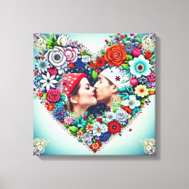 Gepersonaliseerd Floral Heart Lijst Romantisch cad Canvas Afdruk