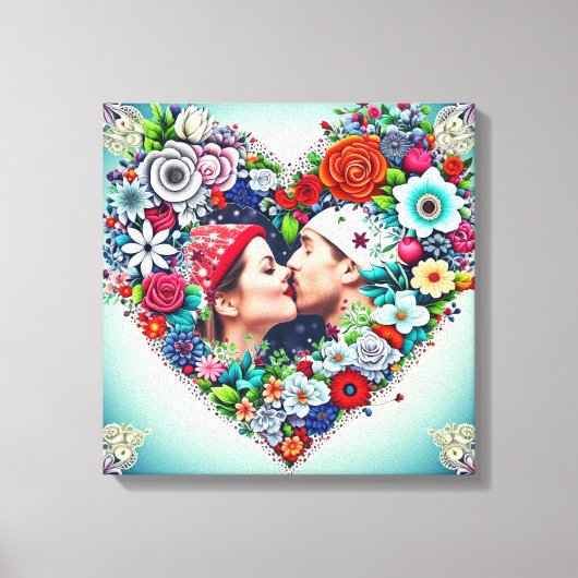 Gepersonaliseerd Floral Heart Lijst Romantisch cad Canvas Afdruk (Voorkant)