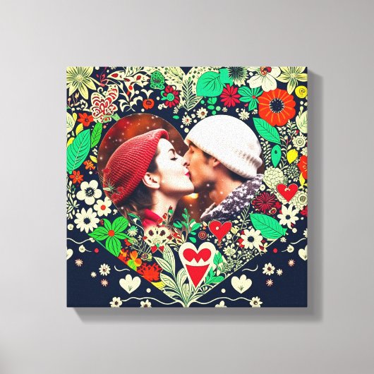 Gepersonaliseerd Floral Heart Lijst Romantisch cad Canvas Afdruk (Voorkant)
