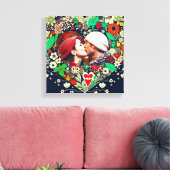 Gepersonaliseerd Floral Heart Lijst Romantisch cad Canvas Afdruk (Insitu (Woonkamer))