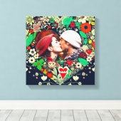 Gepersonaliseerd Floral Heart Lijst Romantisch cad Canvas Afdruk (Insitu (Houten vloer))