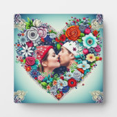 Gepersonaliseerd Floral Heart Lijst Romantisch cad Fotoplaat (Voorkant)