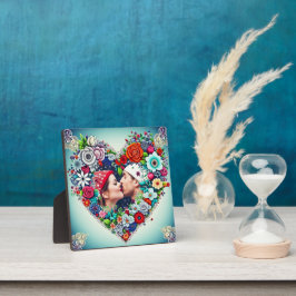 Gepersonaliseerd Floral Heart Lijst Romantisch cad Fotoplaat