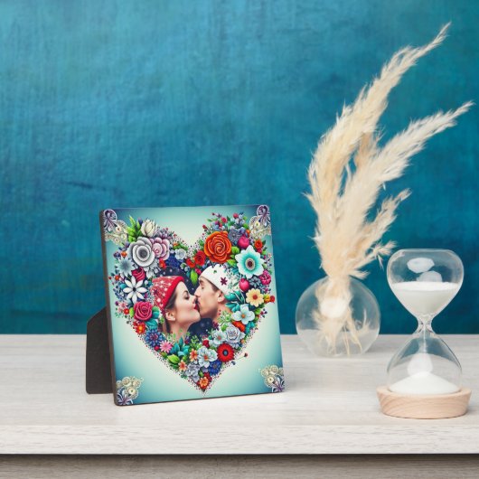 Gepersonaliseerd Floral Heart Lijst Romantisch cad Fotoplaat (Insitu)