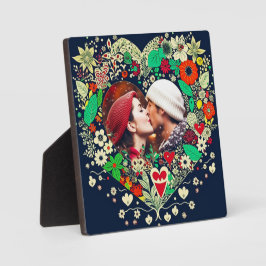 Gepersonaliseerd Floral Heart Lijst Romantisch cad Fotoplaat