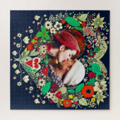 Gepersonaliseerd Floral Heart Lijst Romantisch cad Legpuzzel (Horizontaal)