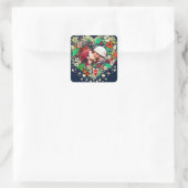 Gepersonaliseerd Floral Heart Lijst Romantisch cad Vierkante Sticker (Tas)