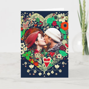 Gepersonaliseerd Floral Heart Lijst Romantisch Ker Kaart
