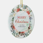 Gepersonaliseerd Floral Kerst Keramisch Ornament (Rechts)