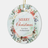 Gepersonaliseerd Floral Kerst Keramisch Ornament (Links)