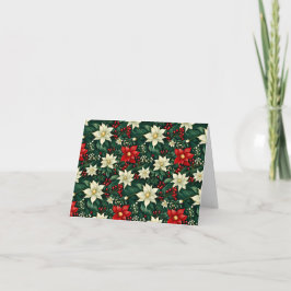 Gepersonaliseerd Floral kerstpatroon Feestdagen Kaart
