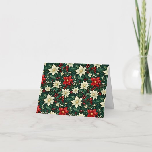 Gepersonaliseerd Floral kerstpatroon Feestdagen Kaart (Voorkant)