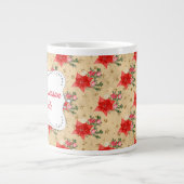 Gepersonaliseerd Floral kerstpatroon Grote Koffiekop (Voorkant)