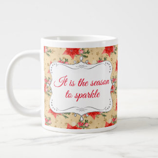 Gepersonaliseerd Floral kerstpatroon Grote Koffiekop