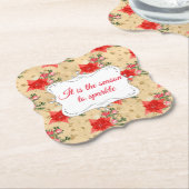 Gepersonaliseerd Floral kerstpatroon Kartonnen Onderzetters (Gekanteld)