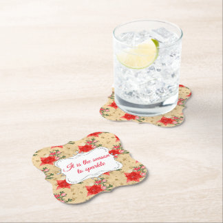 Gepersonaliseerd Floral kerstpatroon Kartonnen Onderzetters